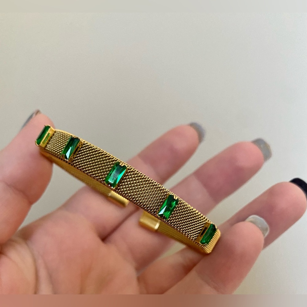 Green Crystal Cuff Bracelet